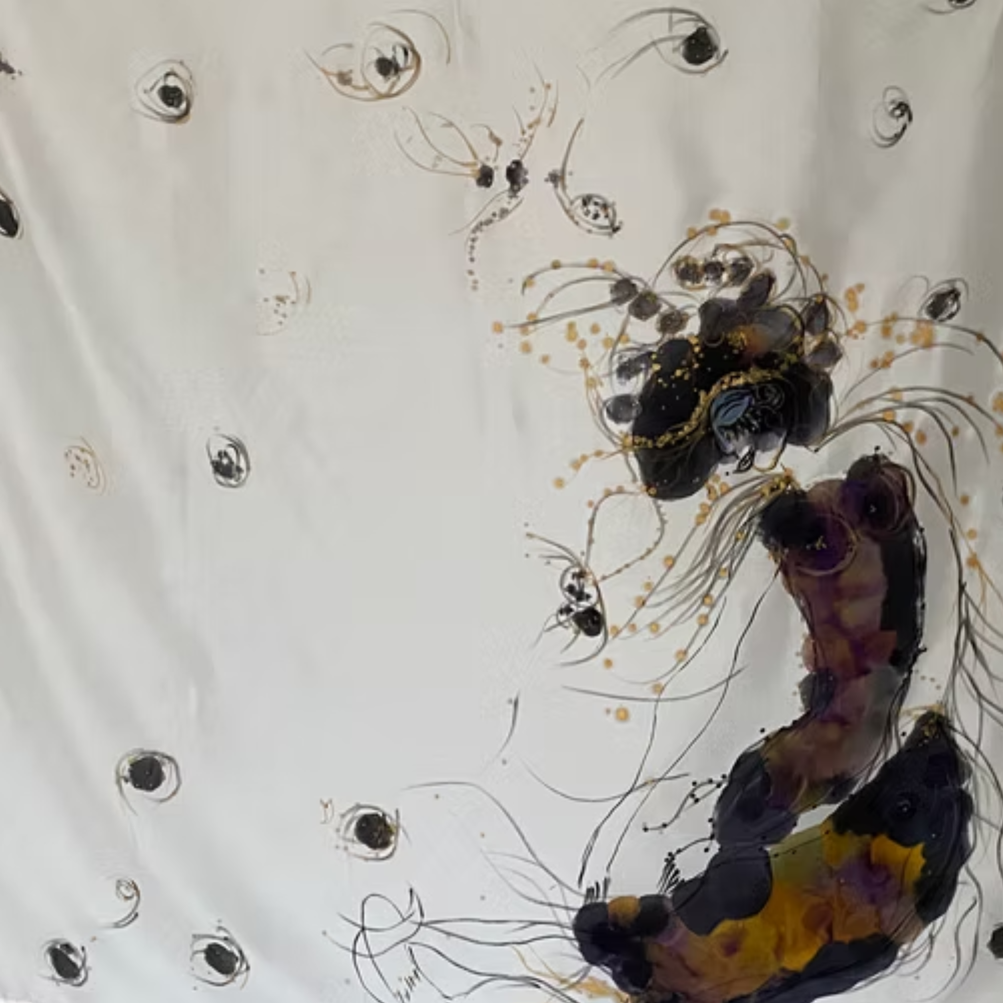 photo d'un foulard réalisé par l'artiste Emilie Teillaud